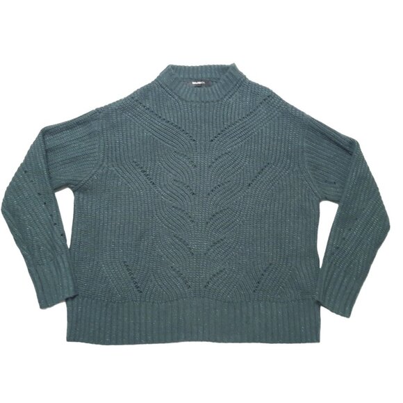 Malabar Sweater Womens Small Green Mock Neck Long Sleeve Pullover 41 in Chest - Picture 1 of 16